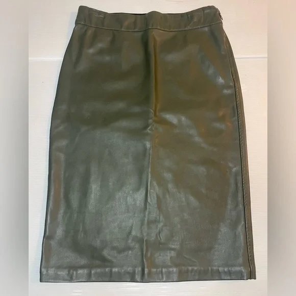 Brochu Walker Olive Green Vegan Leather Pencil Skirt Size S - Picture 1 of 11